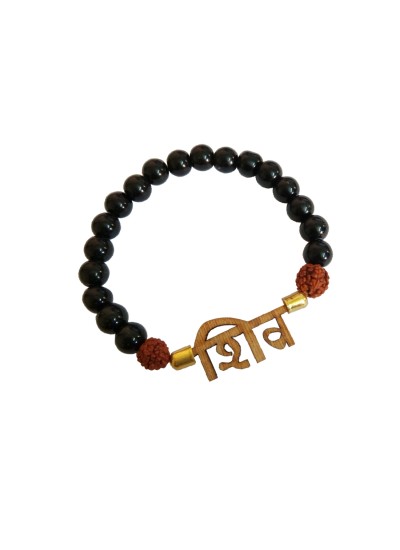 Mahadev Shiva Rudraksha Black Quartz Bracelet By Menjewell